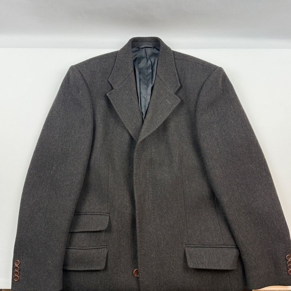 Banana Republic Mens Wool Blend Topcoat Dark Brown Charcoal Twill Size L 253225